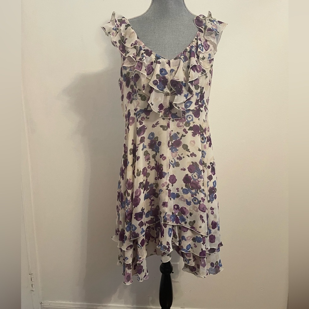 LC Lauren Conrad Purple Floral High Low Dress